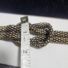 Vintage Antique Brass Tone Mesh Love Knot Bracelet Fold Over Clasp 7 Inch
