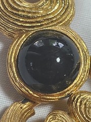 VINTAGE GIVENCHY CHUNKY TEXTURED COLLAR NECKLACE WITH BLACK CABOCHONS