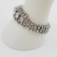 La Rel Rhinestone Clear Sparkling Wide Multi Stone Fancy Dress Vintage Bracelet