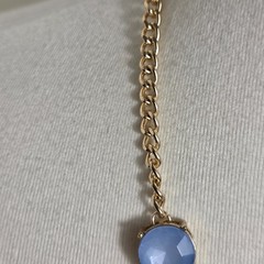 Gold Stone Collar Statement Necklace Round Sky Blue Stones in Prong Setting