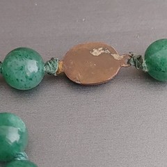 Vintage Chinese Export Green JADE Beaded Necklace Knotted 9mm 23”