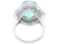 Contemporary 11.76Ct Aquamarine and 1.45Ct Diamond Platinum Cocktail Ring