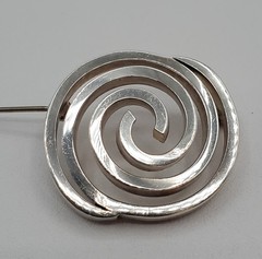 VTG 925 Spiral Brooch 1.25in Sterling Silver Solid 15g Abstract 3D Geometric