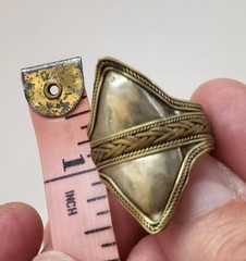 Vintage Tribal Boho Shield Ring Adjustable Ethnic Kuchi Tibetan Mixed Metal