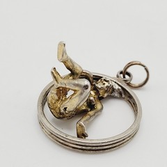 Modernist Woman Thinker Dimensional Figure in Circle Vintage Pendant Charm