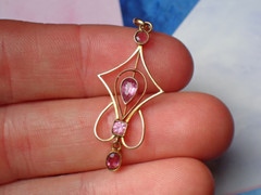 Women Pendant Free Chain Lab Created Pink Tourmalin14K Rose Gold Finish