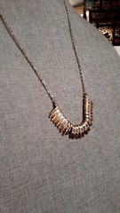 Vintage Rhinestone accent Gold Tone fringe Bib Necklace Silvertone Chain 26 in”