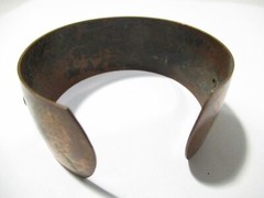Copper and Brass Mixed Metal Odd Design Cuff Bracelet Vintage
