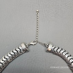 VTG Gold Silver Tone Metal Clear Rhinestones Bib 20″ Necklace, Lobster Closure