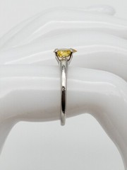 Orange Blossom .75ct Mine Pear Cut FANCY INTENSE YELLOW Diamond Platinum Ring