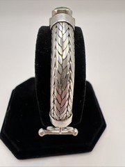 Bali Sterling Silver Peridot Bracelet 7” Handcrafted Balinese Scrollwork Artisan
