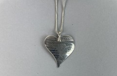Vintage 70s Sterling Silver 925 Heart Pendant Necklace 17.75″, K53