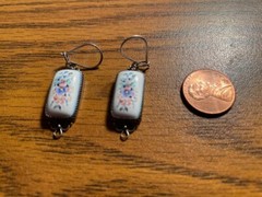 Vintage Russian Enamel Rostov Finift Filigree Rectangle Earrings 1988
