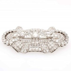 Round & Baguette Cut CZ Stone Victorian Edwardian Wedding Elegant Brooch For Her