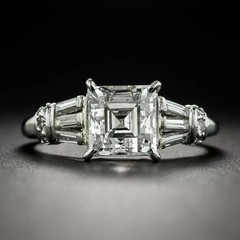 Art Deco Style 3.45Ct Lab Created Diamond Anniversary 14K White Gold Finish Ring
