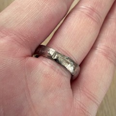 Vintage Sterling Silver 14K Gold Croissant Dome Ring Twisted Band Engraved