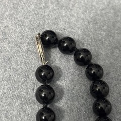 Vintage Sterling Silver And Black Onyx Necklace Beaded Ball Cocktail 25”