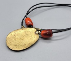 Vintage Look Micro Mosiac Blue Orange Costume Necklace N1D