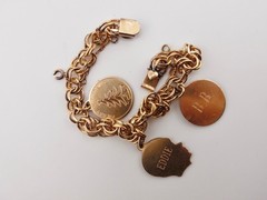 1969 Elco Charm Bracelet Gold Filled Mid Century Modern 3 Charms Christmas Tree