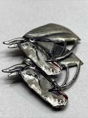 Vintage Rare Two Horse Head Brooch Pin Marked Sterling Uncas Mfg. Co.