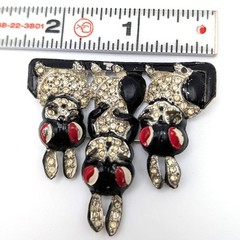 Enamel Bunny Brooch, Pot Metal Rhinestone – Enamel Chips and Missing Rhinestones