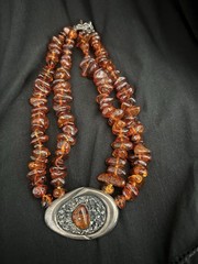 Vintage Hand-Tied Baltic Amber Beaded Two Strand Necklace, Olga Kharlan – A195
