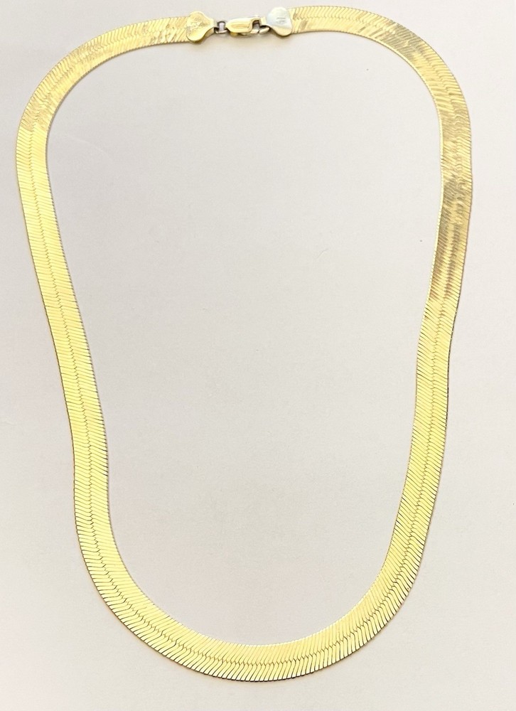 VTG 925 Milor Vermeil Herringbone Necklace 20″ Vermeil Sterling Silver 23.9Gr☚👀