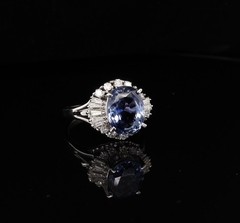 Vintage GIA Oval Ceylon Sapphire & Diamond Platinum Ring Size K1/2 Val $30060