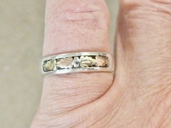 VINTAGE LANDSTROMS STERLING SILVER + 10K ROSE & YELLOW GOLD BAND RING SZ 8.5 5MM