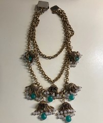 RARE EARLY MIRIAM HASKELL MULTI STRAND FESTOON NECKLACE GRIPOIX JADE GLASS DROPS