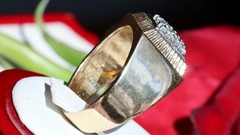 14k yellow gold ring 0.60c natural diamond sz 11 vintage handmade 10.15gr N2564D