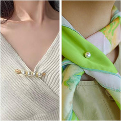 17 Pieces Pearl Brooch Pins Sweater Shawl Clips Faux Pearl Rhinestones Collar…