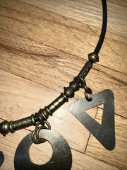 VTG Industrial Brutalist Geometric Statement Necklace Modernist Mixed Metal