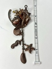 Steampunk Frog Brooch Pin Watch Face Starfish Nautical Dangle Bronze Maximal Art