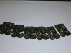 WILD- BRUTALIST- WIDE & HEAVY SILVER PLATED ABSTRACT BRACELET- 7 1/4″ LONG!
