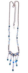 VINTAGE🇺🇸1928 FLOWER SAPPHIRE BRILLIANCE BLUE AUSTRIAN CRYST SLVR NECKLACE✨VTG