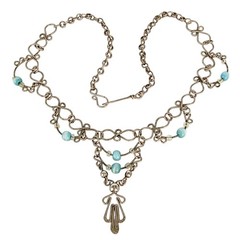 Y2K Edwardian Revival Choker Blue Cat’s Eye Beads – Vintage Regencycore Necklace