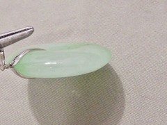 VINTAGE 60’S 14K WHITE GOLD LIGHT AND DARK GREEN JADEITE JADE LIFESAVER PENDANT