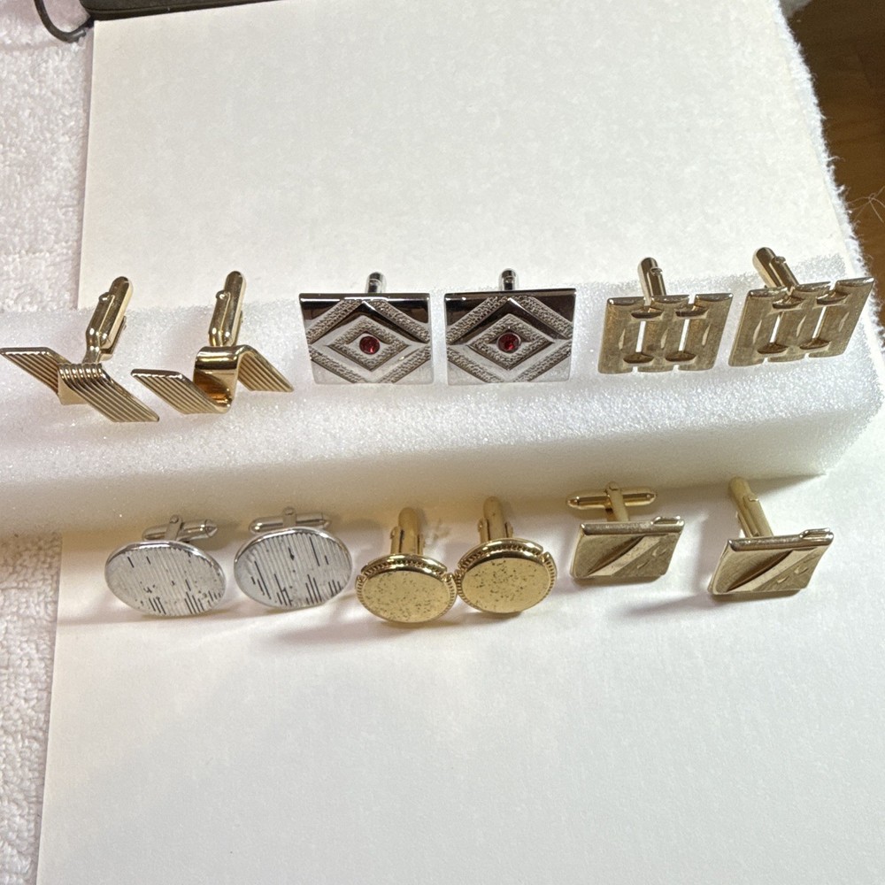 Vintage Swank Cufflinks Lot of 6 Pairs Mid-Century Men’s Dress Accessories