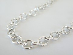 Italian Sterling Silver 925 Rolo Link Charm Chain Bracelet 7.5″