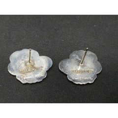 Laurel Burch “Hibiscus” Pink Post Earrings, Rhodium Plated Silver Tone, 1980s