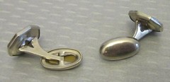 French Vintage Art Deco Black Celluloid Cufflinks Octagon Inlay Rhinestones