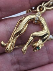 Vintage Jackie Collins Gold Tone Enamel Lady Boss Charm Bracelet Toggle Clasp