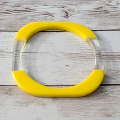 Vintage Bracelet Rounded Square Shape Yellow & Clear Retro