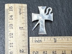 VINTAGE MOTHER OF PEARL CHRISTIAN CROSS & STAFF BROOCH N248