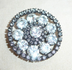 vtg Kramer NY USA Costume Jewelry Clear Rhinestone Flower Pin Brooch