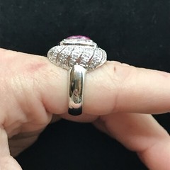 Vintage Signed LL 925 Sterling Silver Pink Topaz Cubic Zirconia Ring sz 7