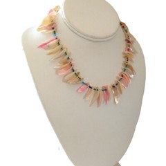 Vintage Dyed Seashell Shell Necklace Fringe Boho Beach Coastal Mermaidcore Beach