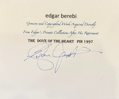 I am Edgar Berebi this is my Dove Heart pin NOS vintage signed Certificate .