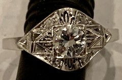High End Vintage Solid Platinum 10% Iridium Diamond Ring! VS G-H Antique Estate